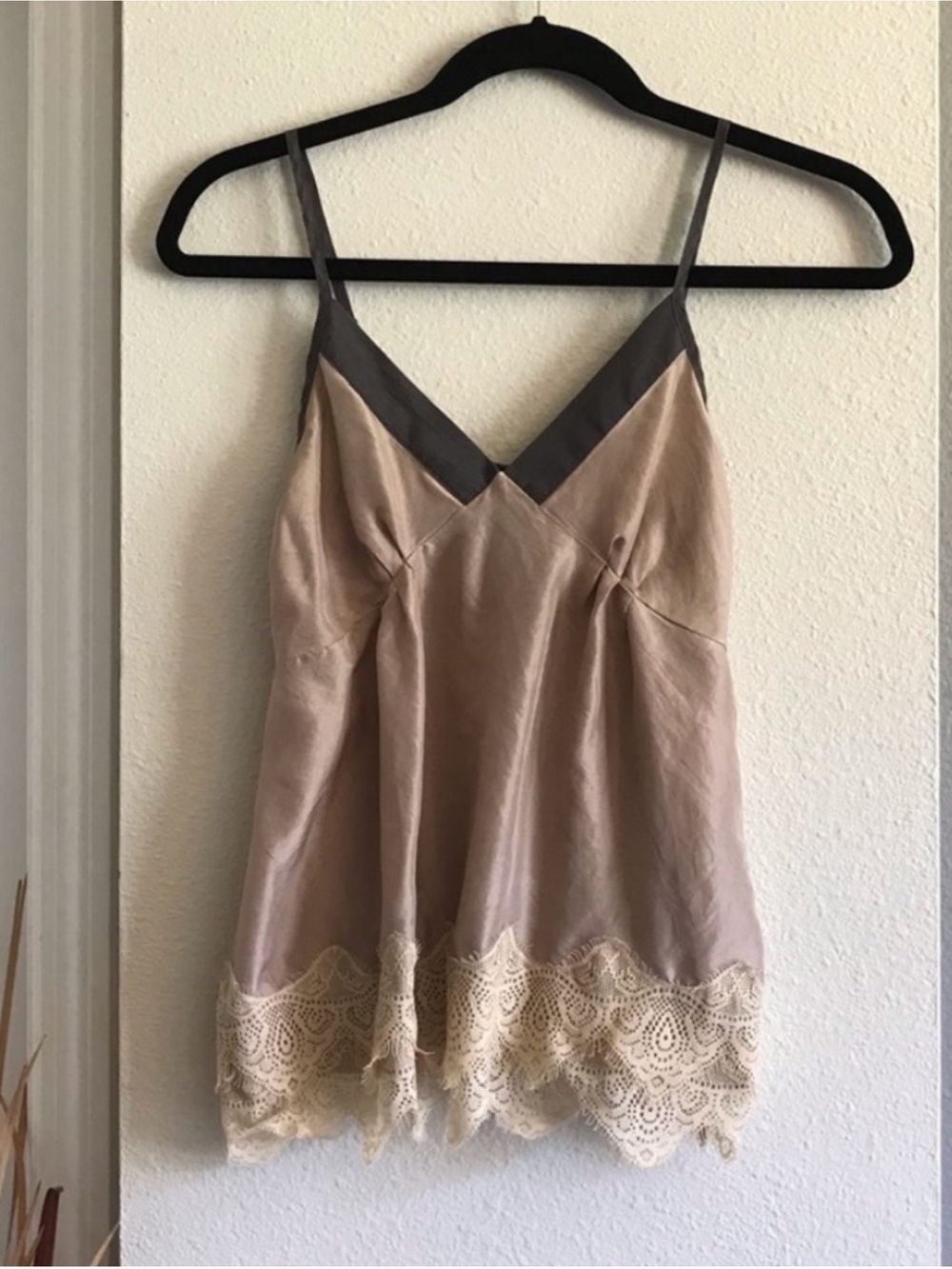 Bellatrix Taupe Cami with Charcoal Trim and Cream Lace